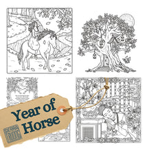Load image into Gallery viewer, The Year of The Horse Colouring Digital Pdf - 3 illustrations pack - Instant download