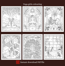 Load image into Gallery viewer, Yoga Girls Colouring Digital Pdf - 6 illustrations pack - Instant download

