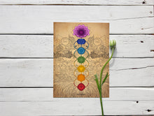 Load image into Gallery viewer, 7 chakras with elements and spirit animals printable wall art
