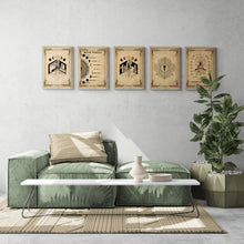 Load image into Gallery viewer, Vintage Spiritual Wall Art &amp; Colouring Pages printable SET OF 5
