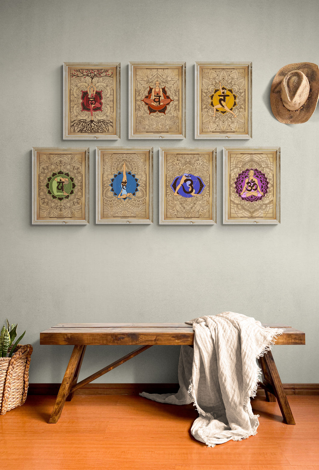 7 Chakras Mandala Vintage Printable Wall Art Set of 7 Printable products