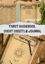 Load image into Gallery viewer, Tarot Guidebook, cheat sheets, wallart &amp; journal 29 pages pdf printable
