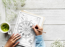 Load image into Gallery viewer, Zodiac Wheel Vintage Printable Wall Art &amp; Coloring Page FREE DOWNLOAD
